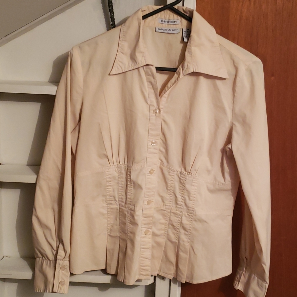 Pleated button blouse